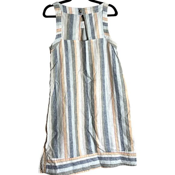 Peck & Peck Shift Dress Women Large LINEN Striped Bateau Beach Coastal Nautical - Picture 3 of 9